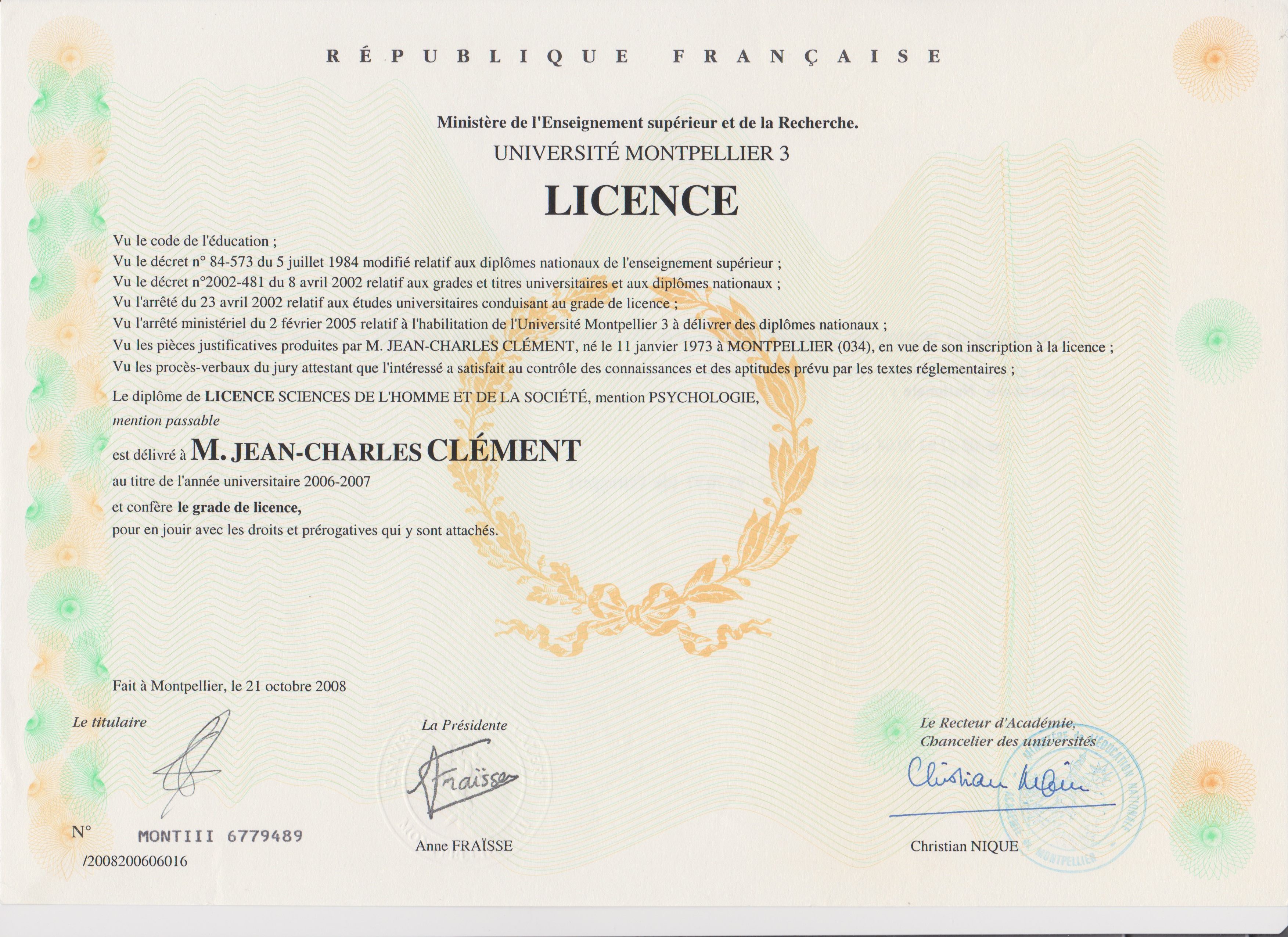 Attestation De Diplome Licence Images And Photos Finder